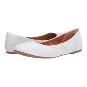 Silver Glitter Women's Ballet Flats, Size 8W
